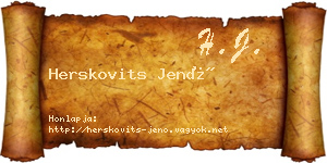 Herskovits Jenő névjegykártya